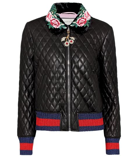 gucci black quilted jacket women|Gucci embellished jacket.